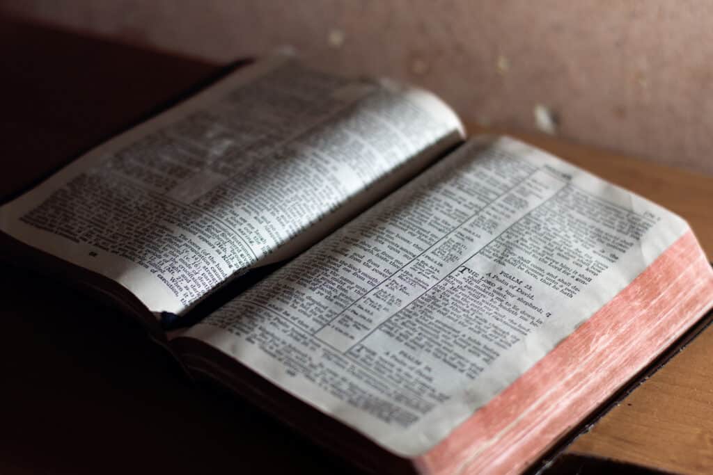 old Bible open to Psalms