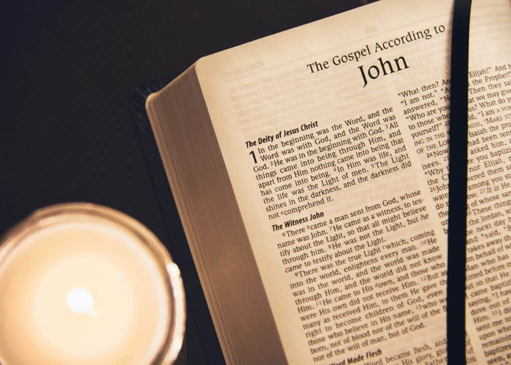 Bible open to Gospel of John