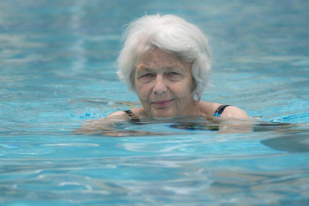 older woman in pool