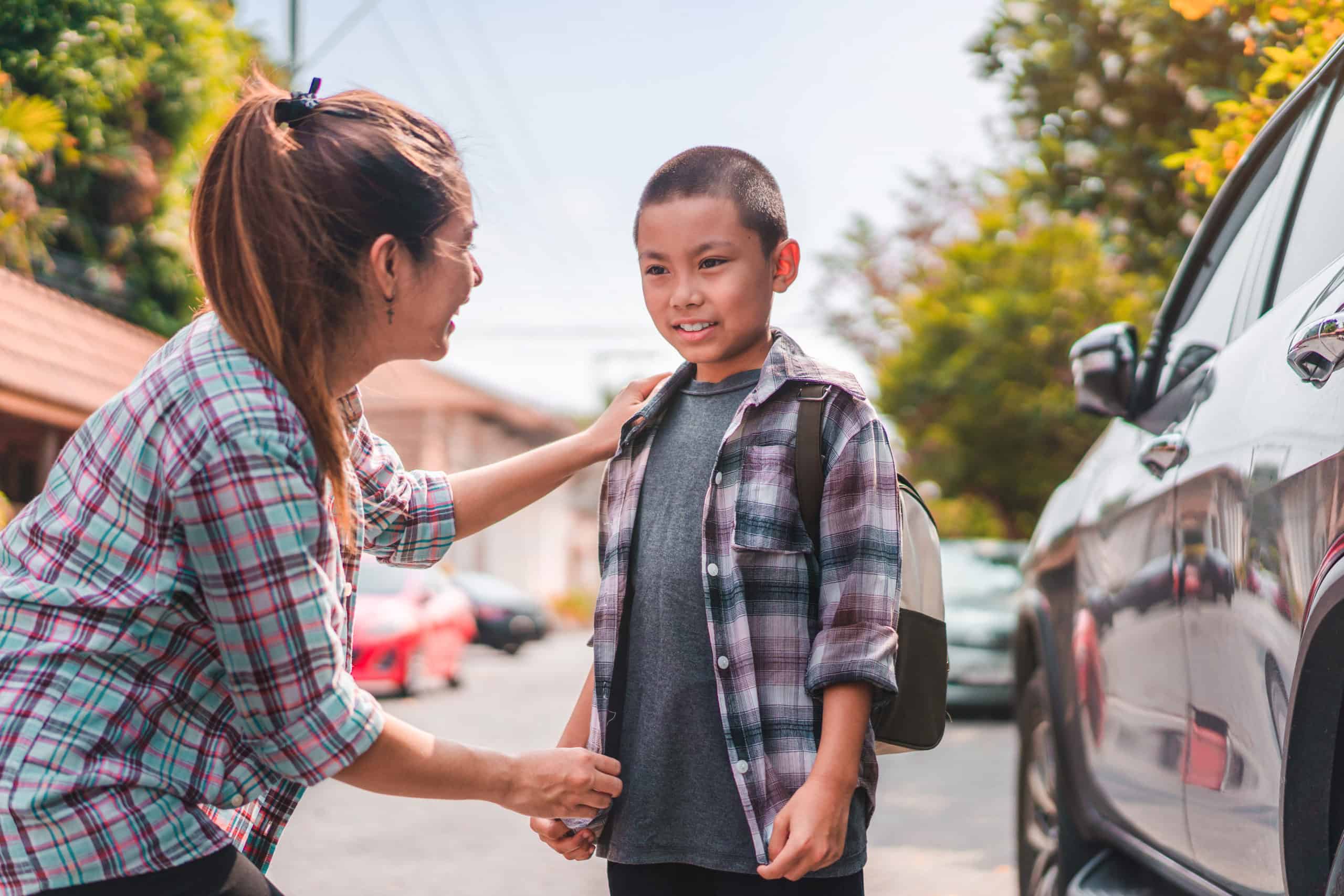 boy reuniting with mom