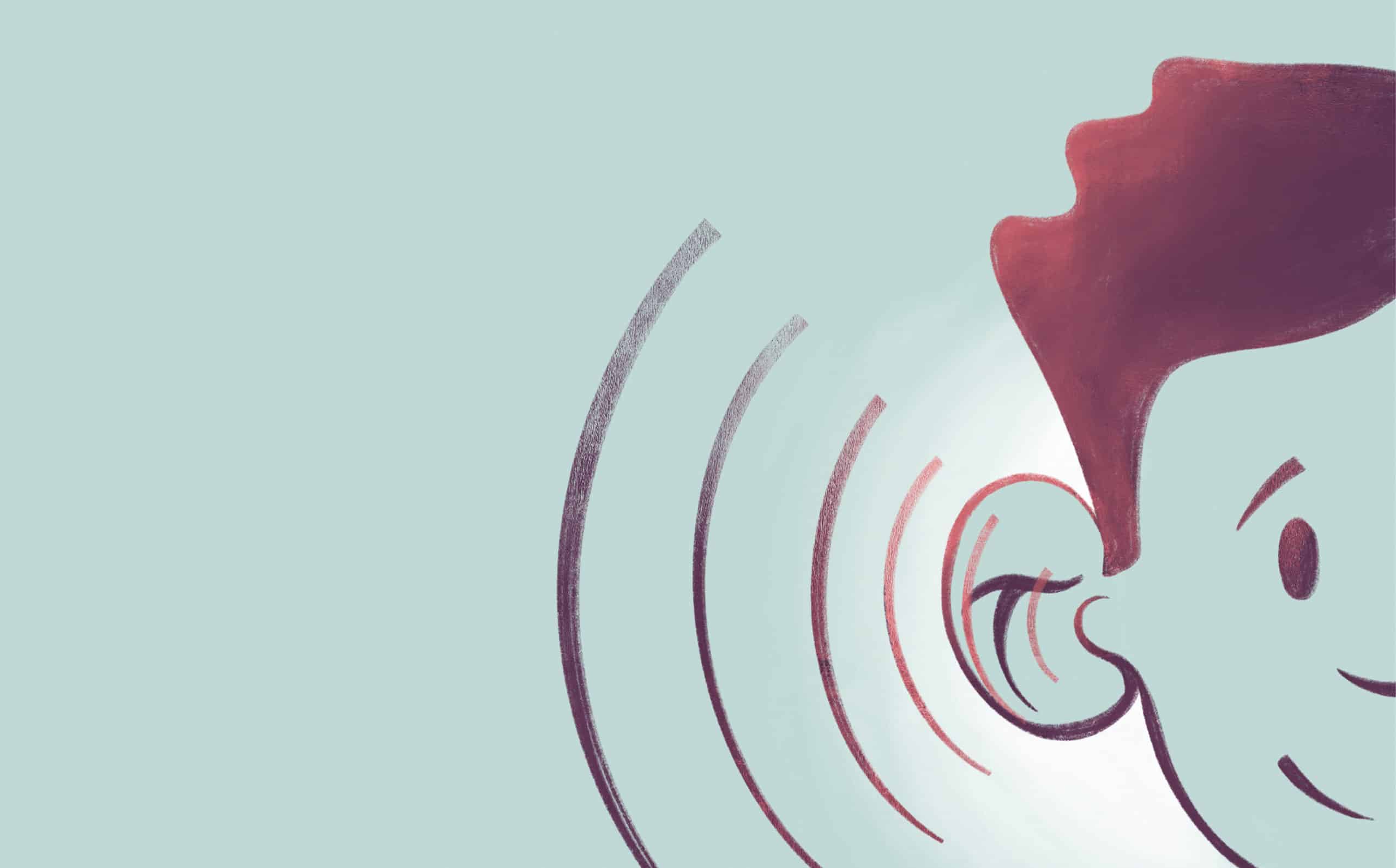An Illustration of a child's head with lines emanating from the ears