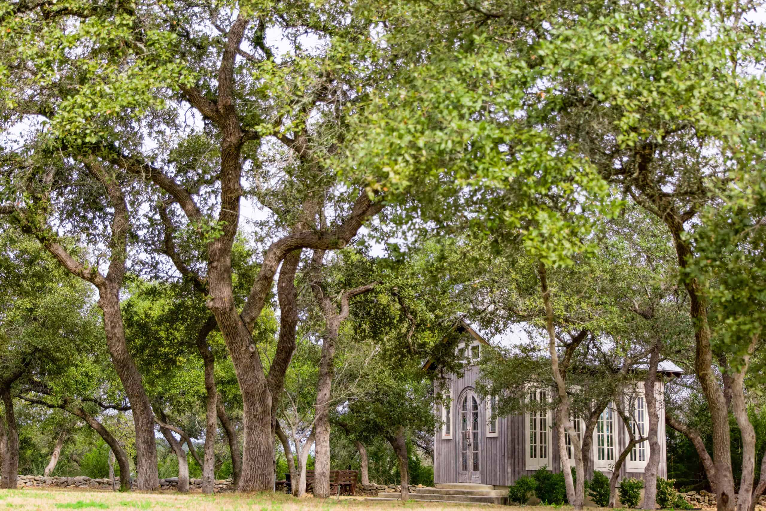 A peaceful chapel surrounded by trees, symbolizing reflection, healing, and hope in relationships.